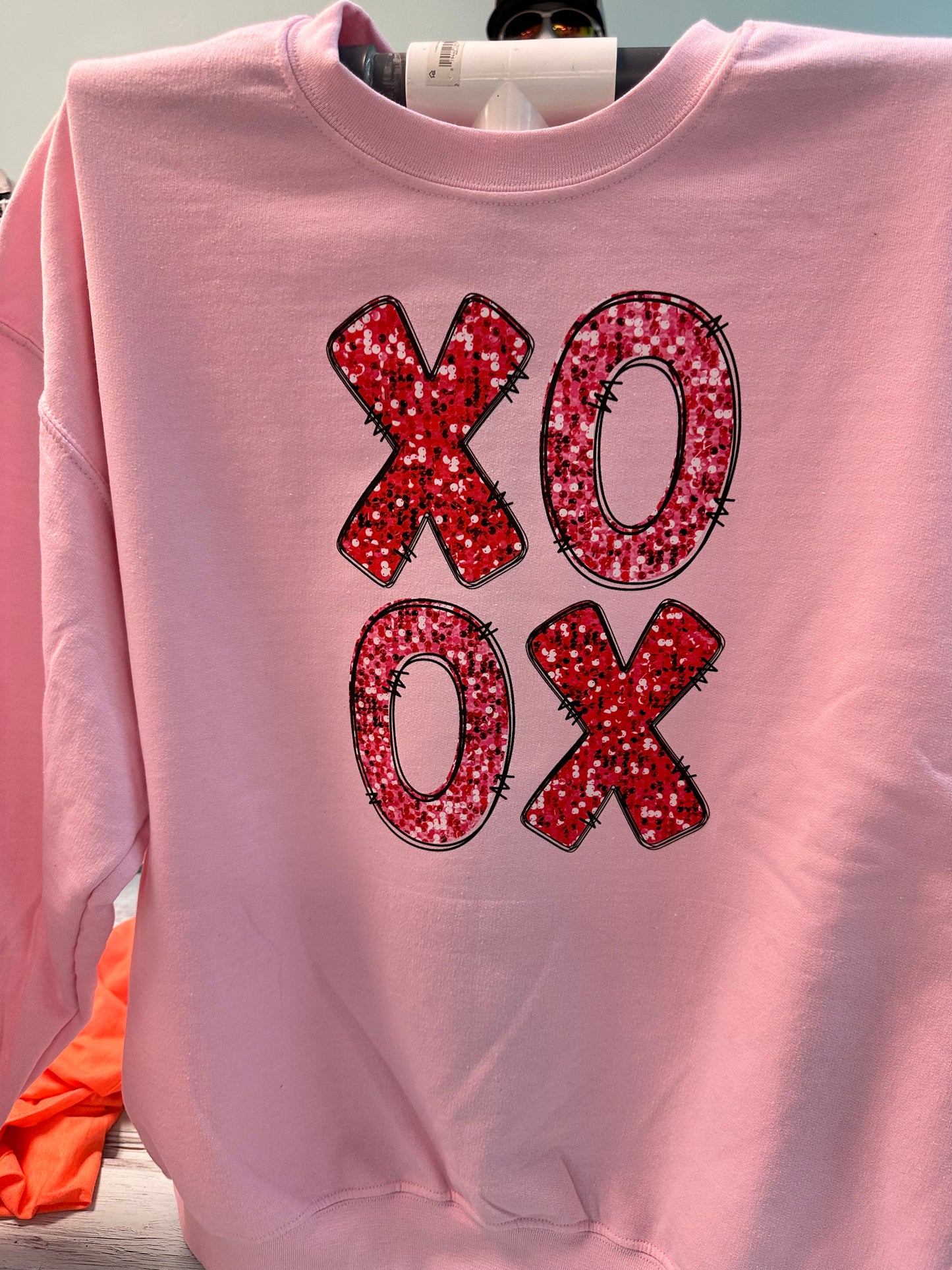 XOXO faux Glitter Crewneck
