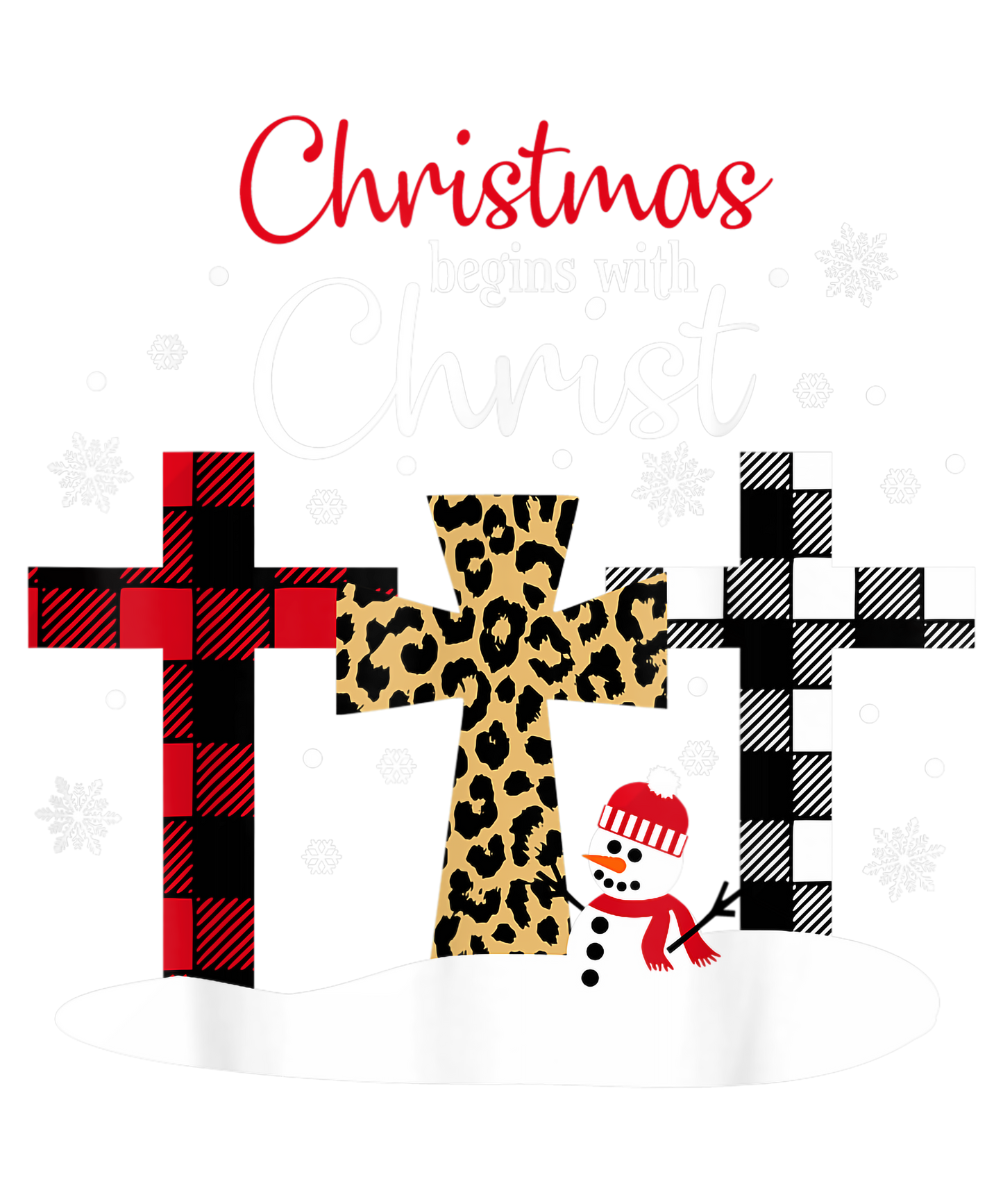 Christmas Begins With Christ Leopard Buffalo Plaid