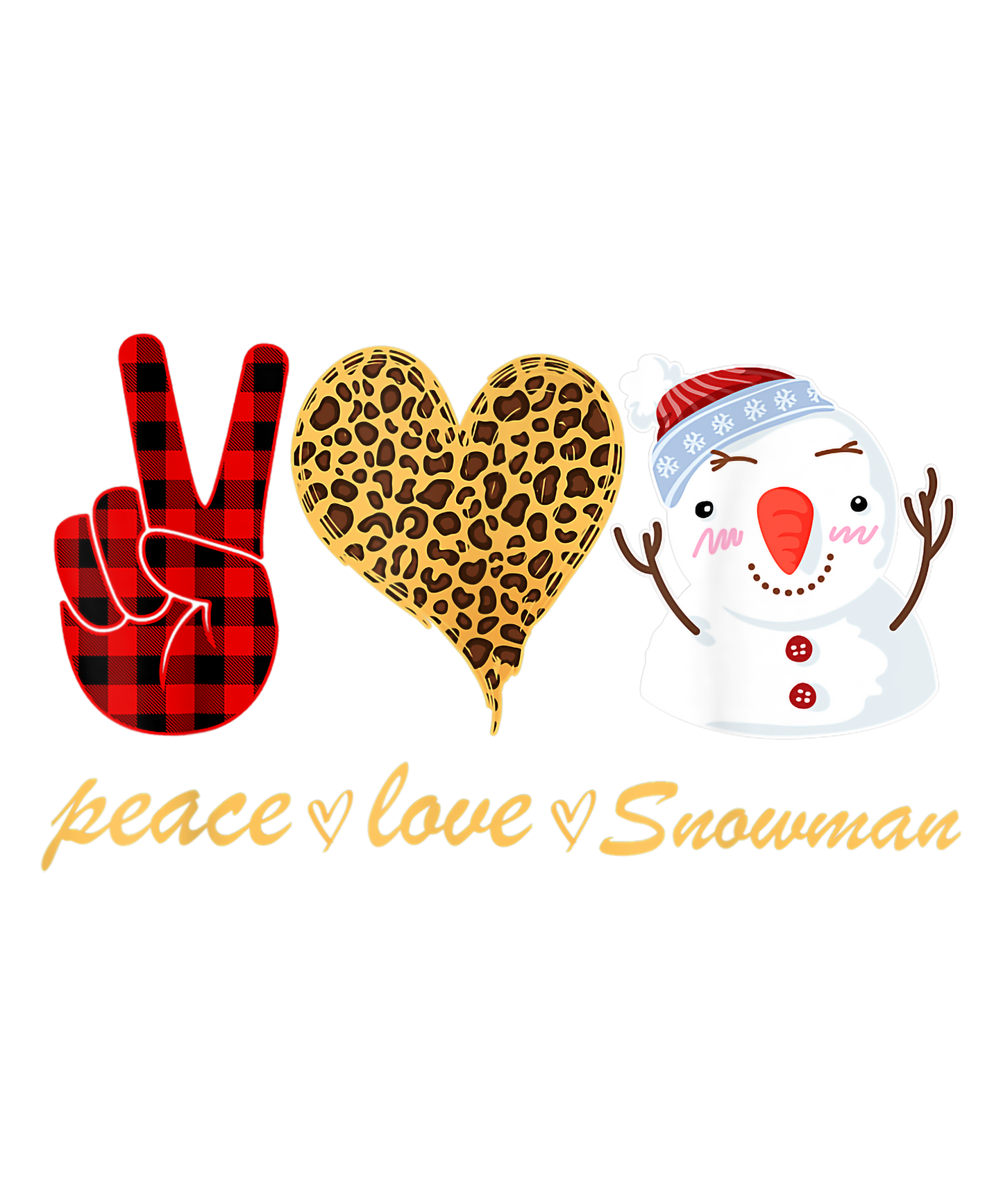 Peace Love Leopard Heart Xmas Snowman
