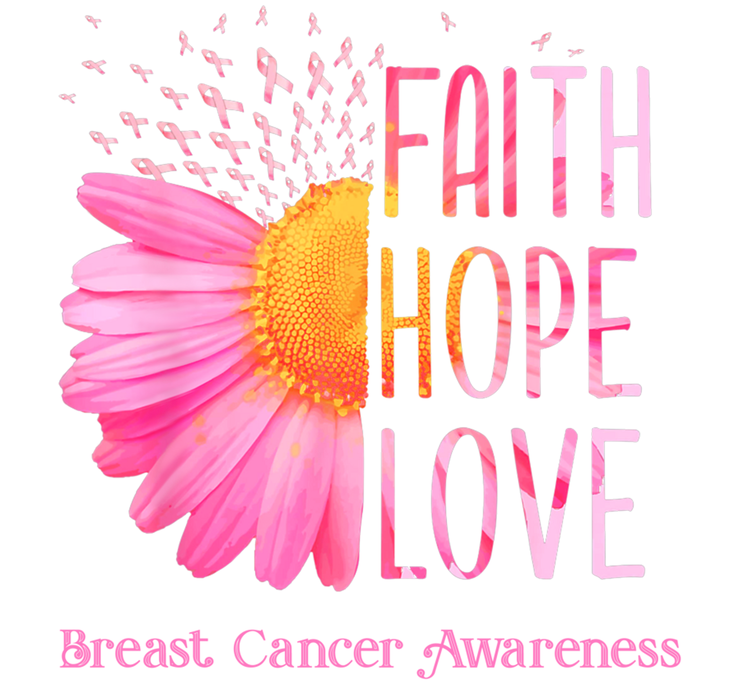 Faith Hope Love Pink Daisy Breast Cancer Awareness