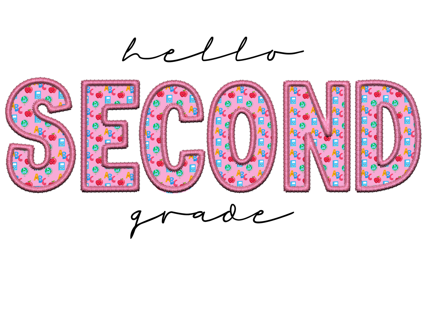 Faux Embroidery School Designs-Pink