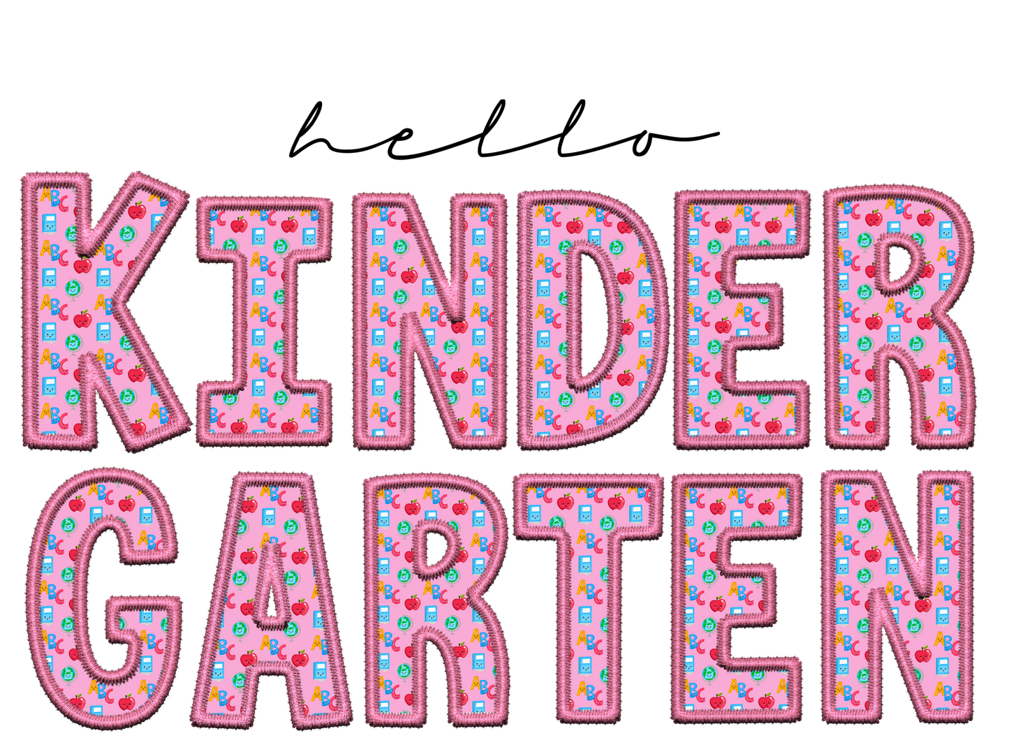 Faux Embroidery School Designs-Pink