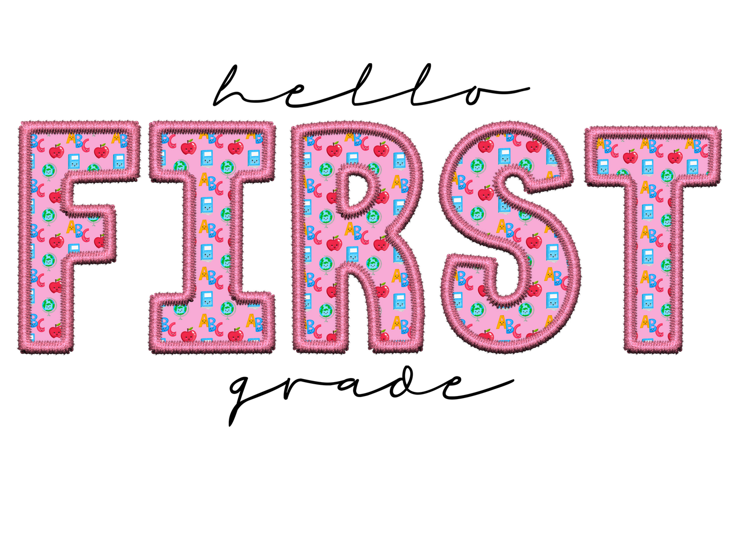 Faux Embroidery School Designs-Pink