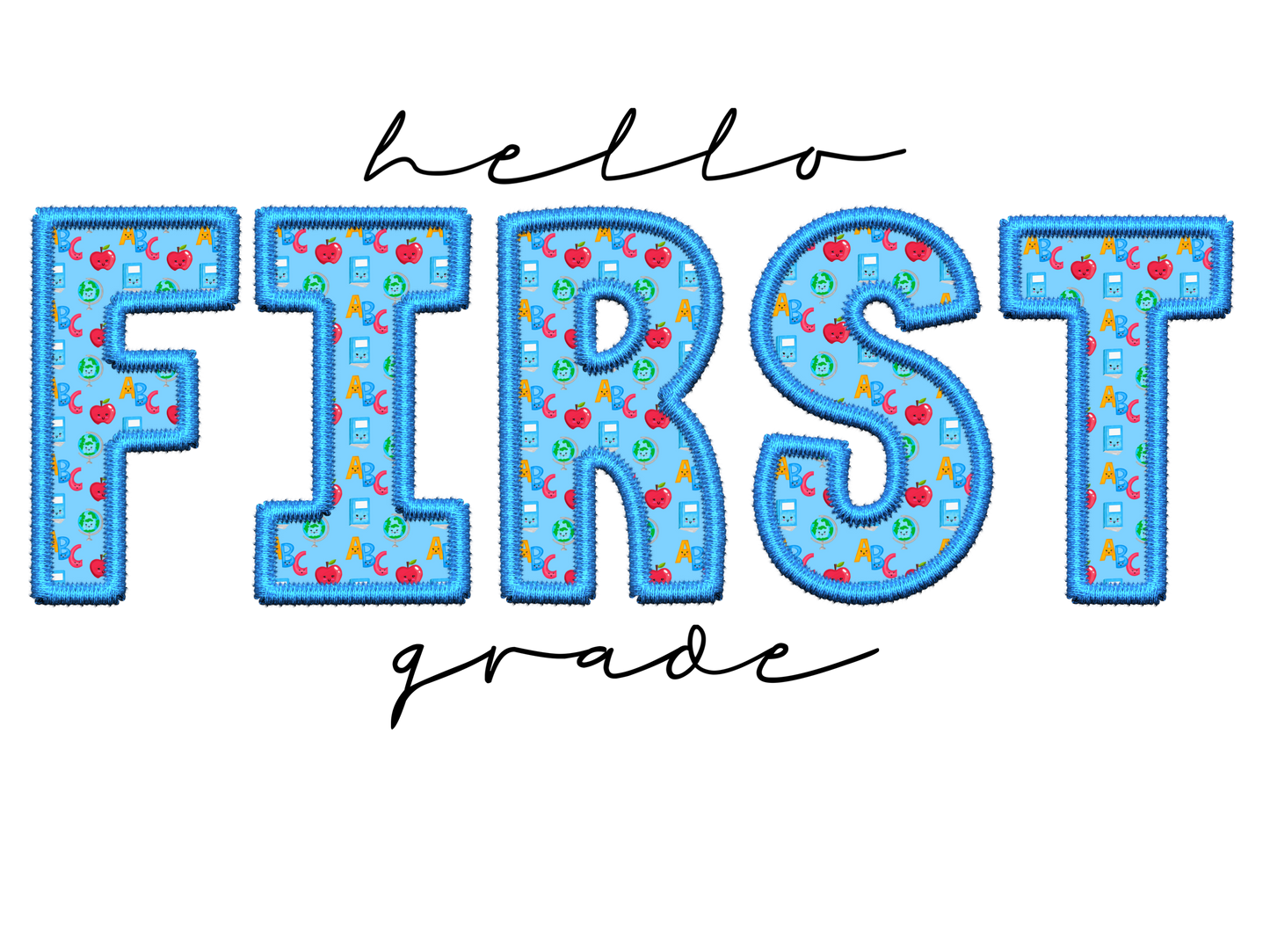 Faux Embroidery School Designs-Blue
