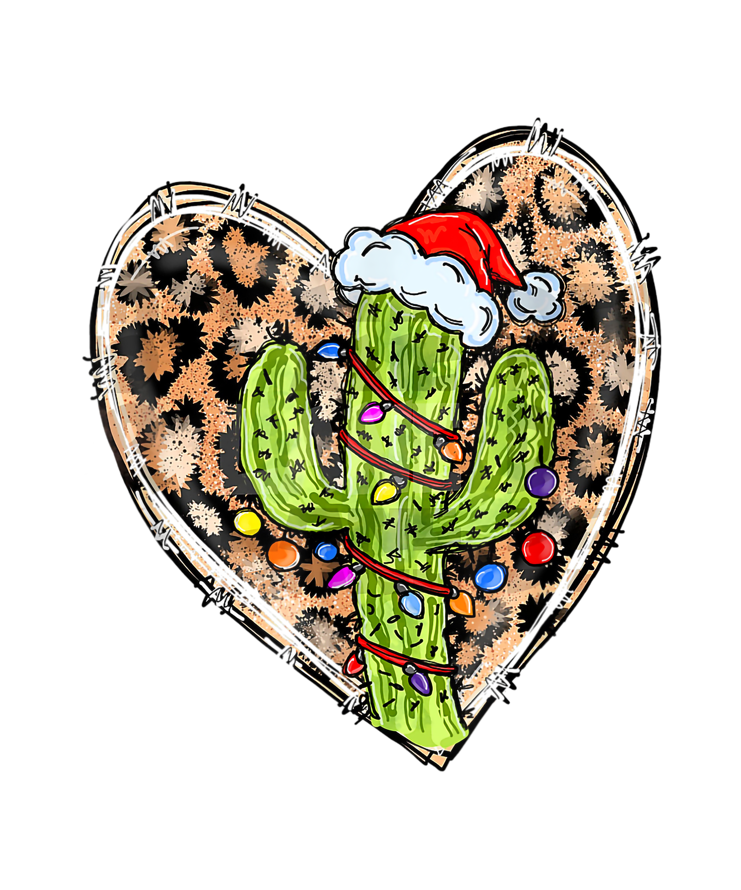Cactus Christmas Leopard Heart