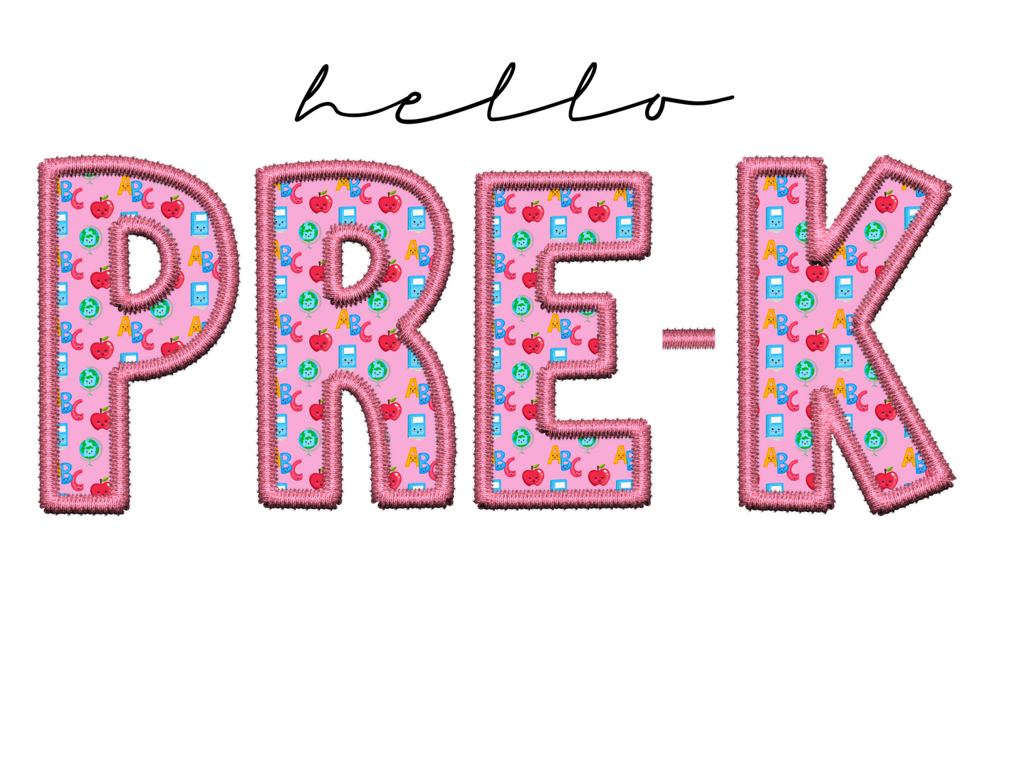 Faux Embroidery School Designs-Pink