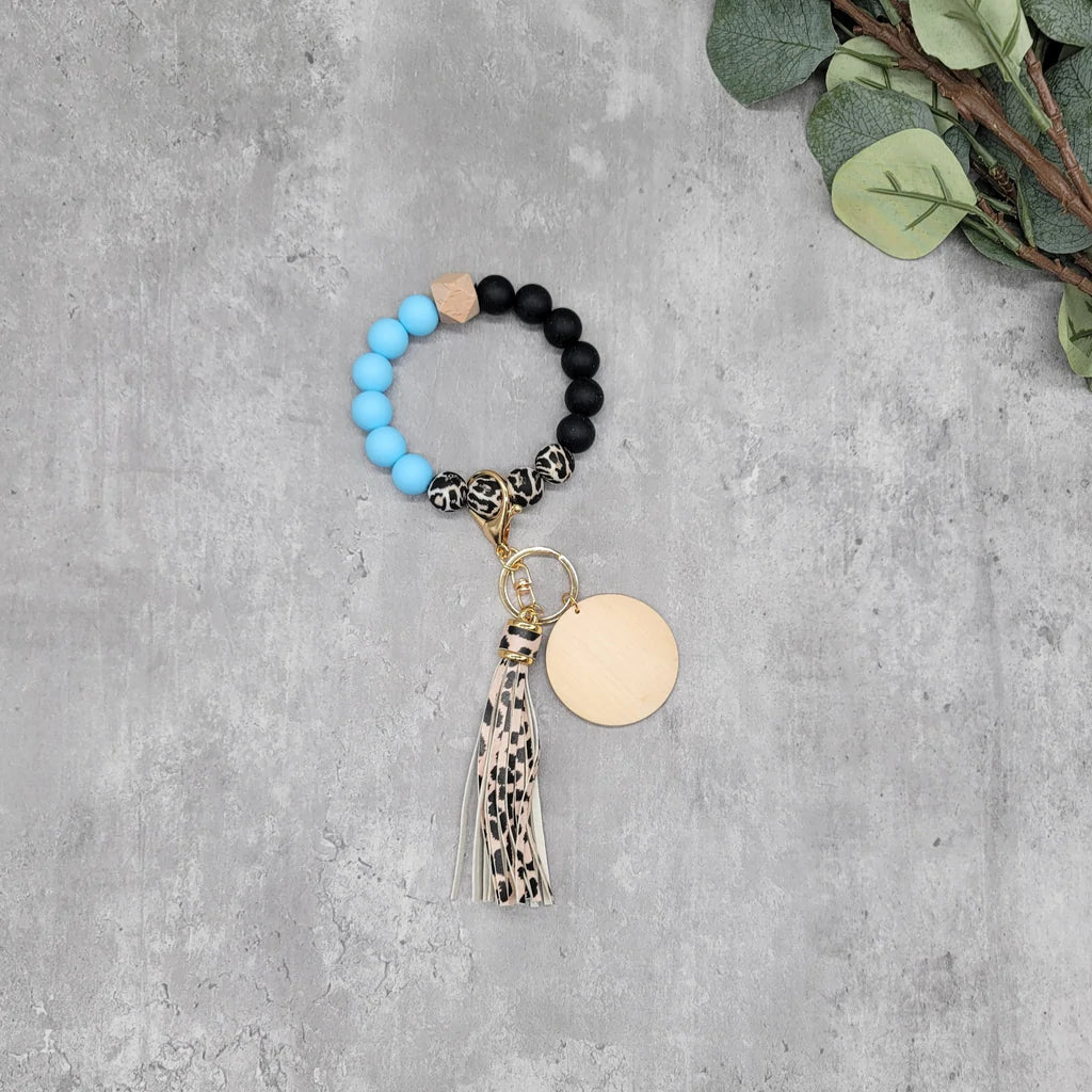 Silicone Beads Bracelet With Tassel & Disc