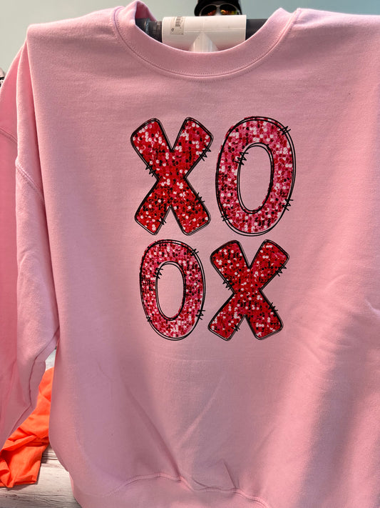 XOXO faux Glitter Crewneck