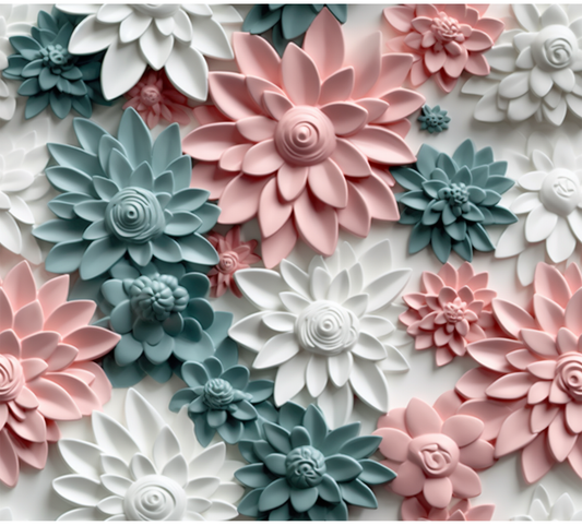 3D Pink and Teal Flowers