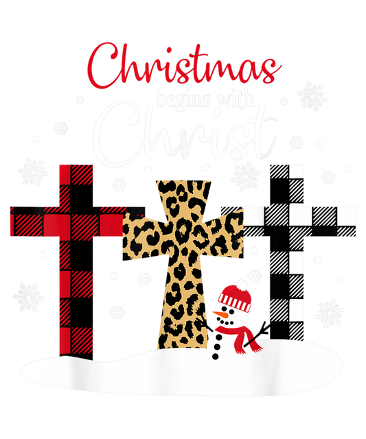 Christmas Begins With Christ Leopard Buffalo Plaid