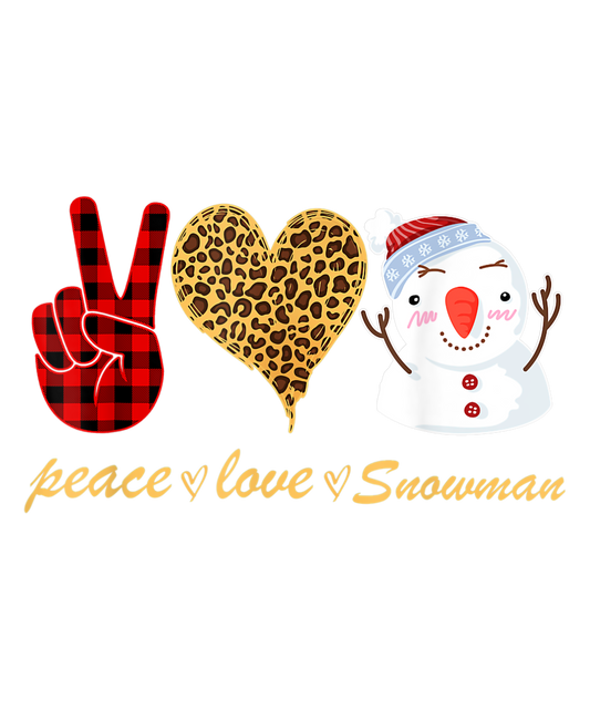 Peace Love Leopard Heart Xmas Snowman