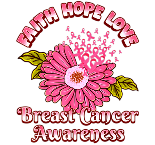 Faith Hope Love Breast Cancer Awareness Flower Pink