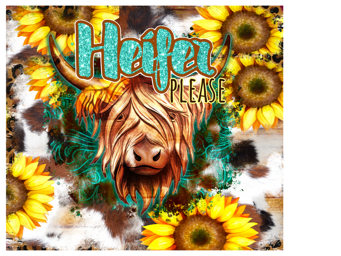 Highland Cow w/ Sunflowers