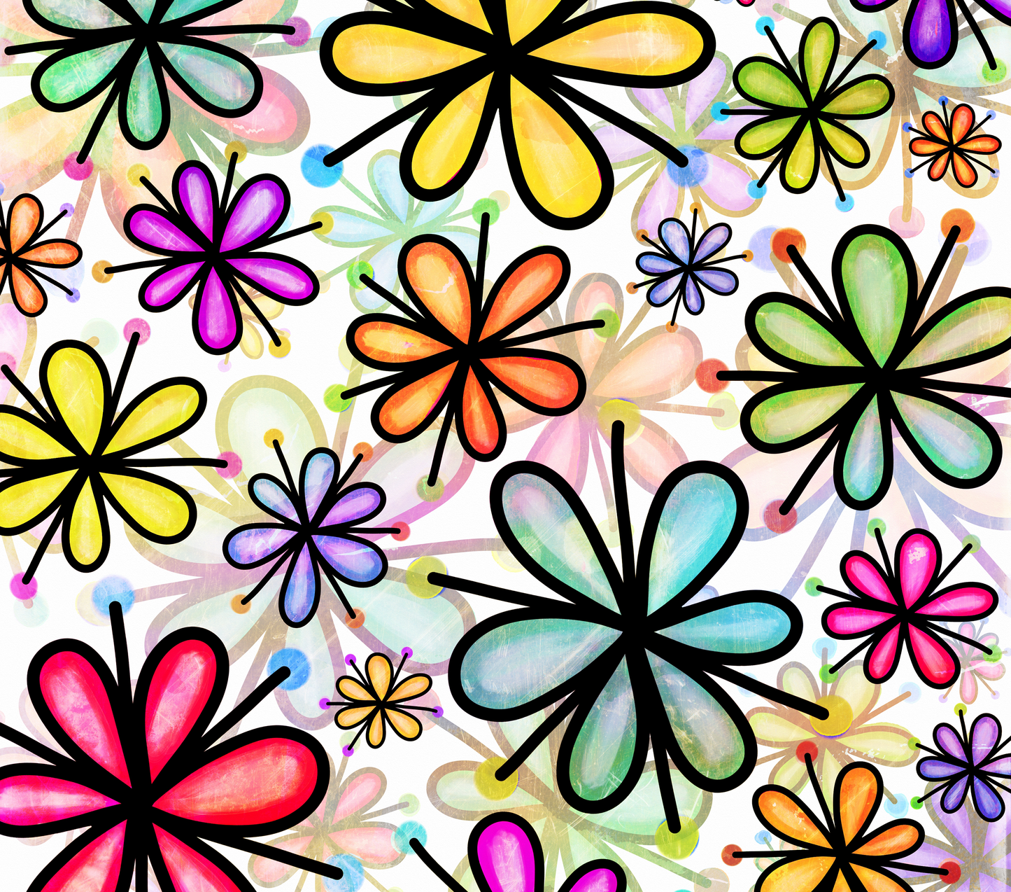 Rainbow Doodle Flowers